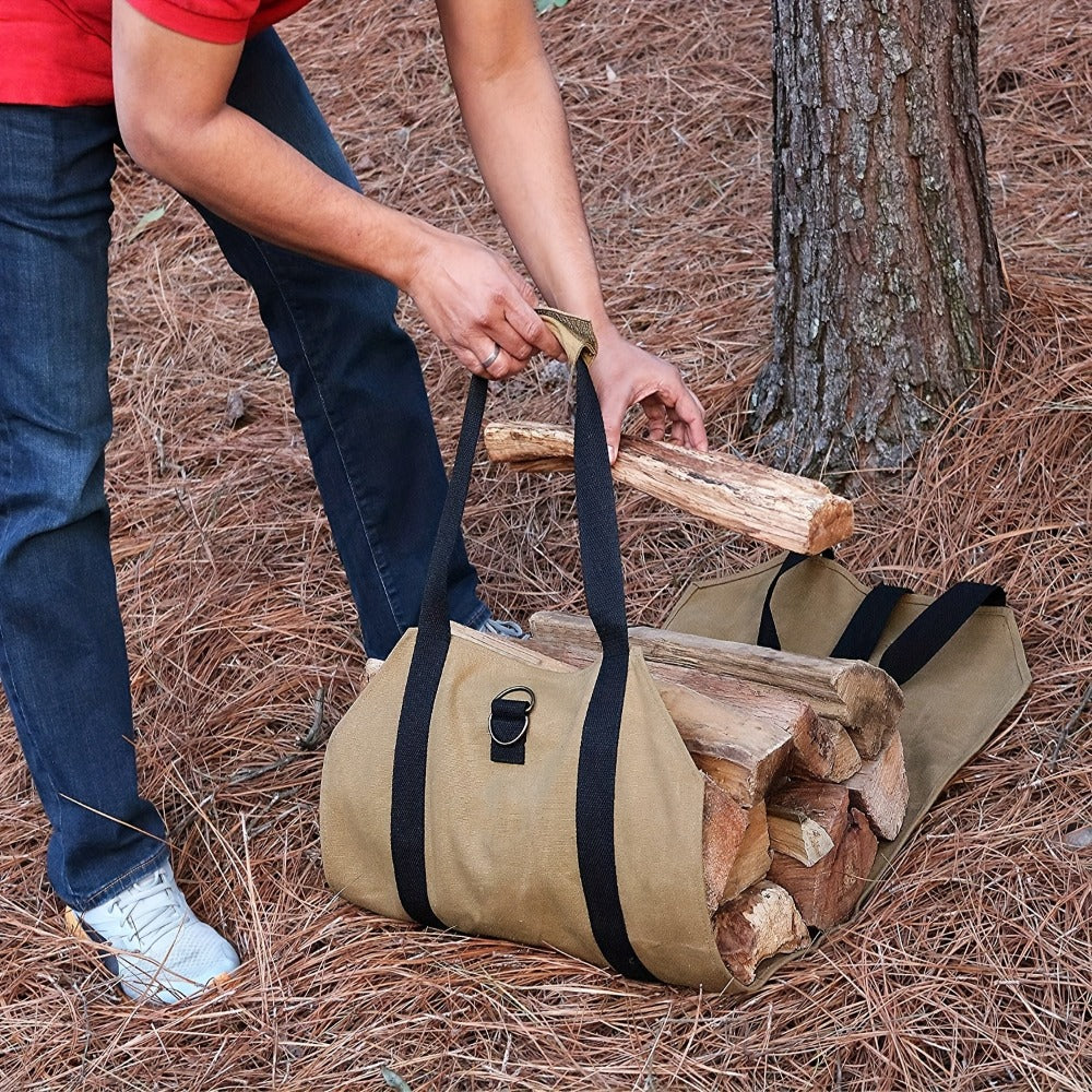 Heavy-Duty Firewood Carrier Bag – Durable PVC Tote for Fireplace, Camping & Wood Transport