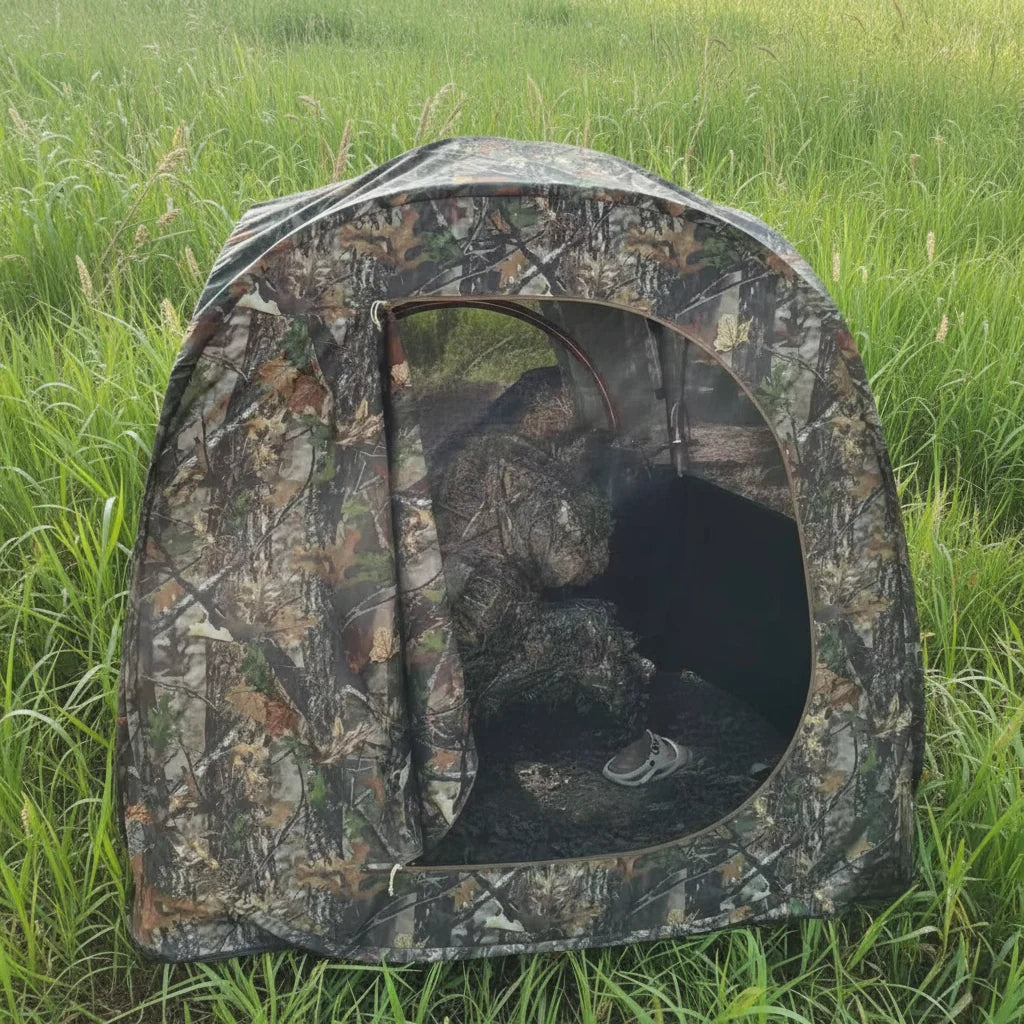 Camouflage Hunting Blind Tent – 270° View Pop-Up Ground Tent Good for 3 Persons with Silent Windows, Carry Bag & Stakes