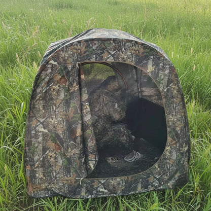 Camouflage Hunting Blind Tent – 270° View Pop-Up Ground Tent Good for 3 Persons with Silent Windows, Carry Bag & Stakes