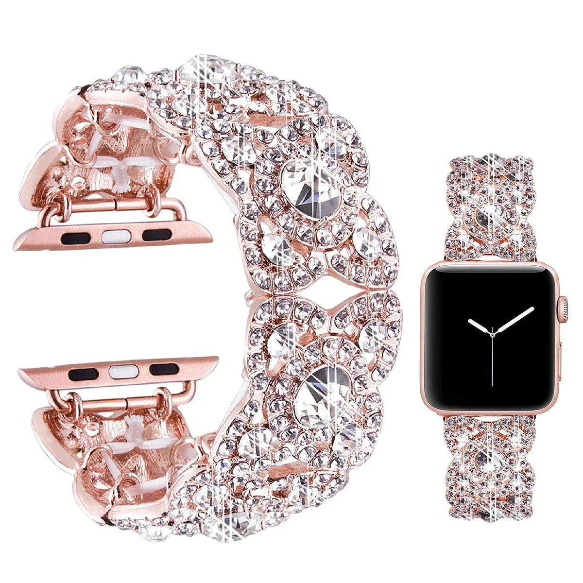 Shiny Diamond Strap for Apple Watch – Stainless Steel Metal Bracelet for iWatch Ultra Series 9/8/7/6/5/4/3 Women’s Wristband