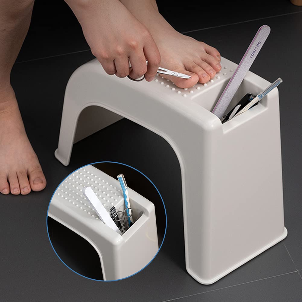 Multi-Functional Shower Foot Rest – Non-Slip Pedicure Stool with Built-In Storage, Durable Bathroom Helper for Grooming, Shaving & Spa