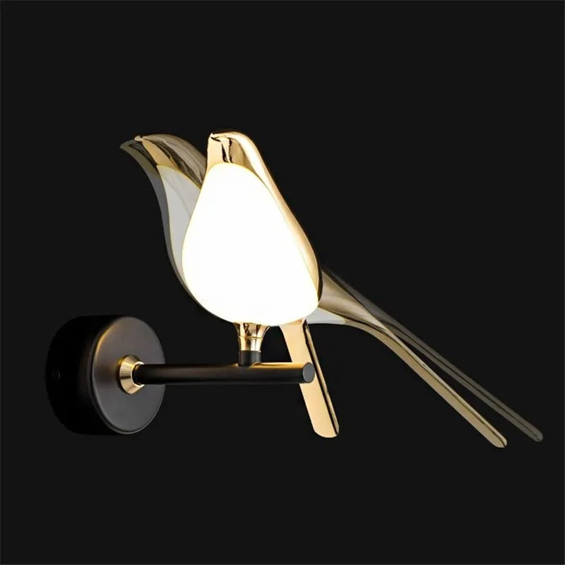 Nordic Golden Bird LED Wall Lamp – Creative Sconce for Parlor, Bedroom or Bar with Stylish Novelty Design and Soft Ambient Lighting