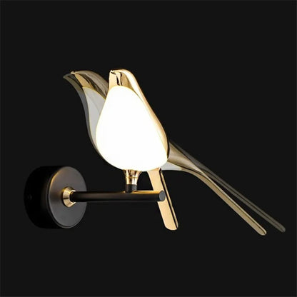 Nordic Golden Bird LED Wall Lamp – Creative Sconce for Parlor, Bedroom or Bar with Stylish Novelty Design and Soft Ambient Lighting