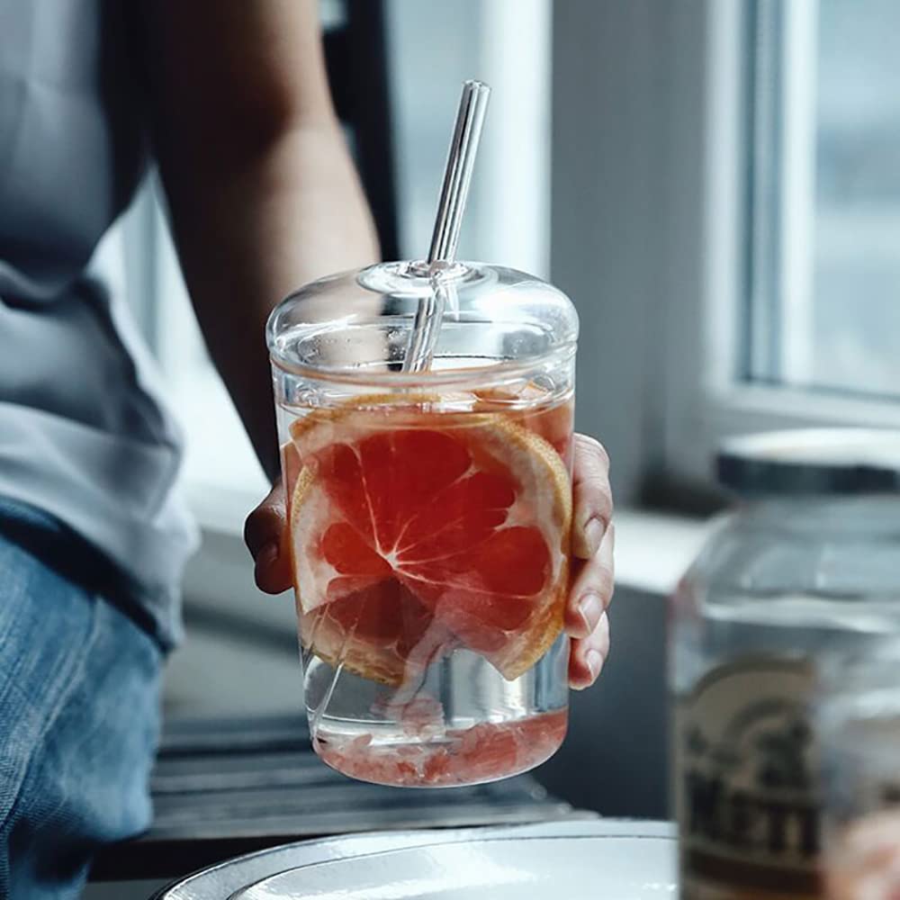 Glass Cup with Lid and Glass Straw – 15 oz Reusable Clear Tumbler for Iced Coffee & Cold Drinks