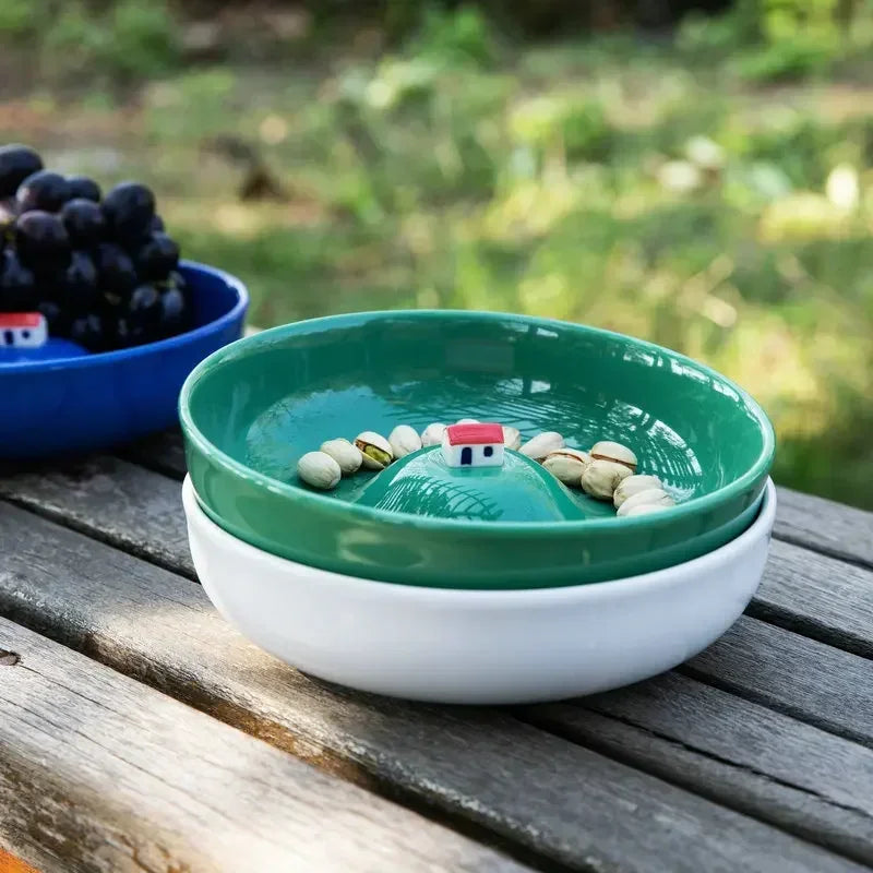 Handmade Porcelain Plate – Creative Three-Dimensional Water Bowl for Home Dining & Decoration