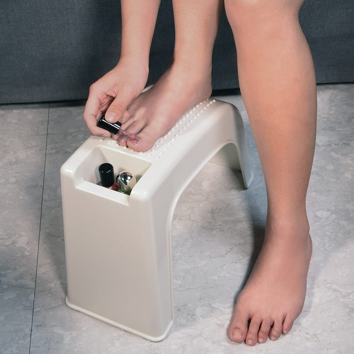 Multi-Functional Shower Foot Rest – Non-Slip Pedicure Stool with Built-In Storage, Durable Bathroom Helper for Grooming, Shaving & Spa