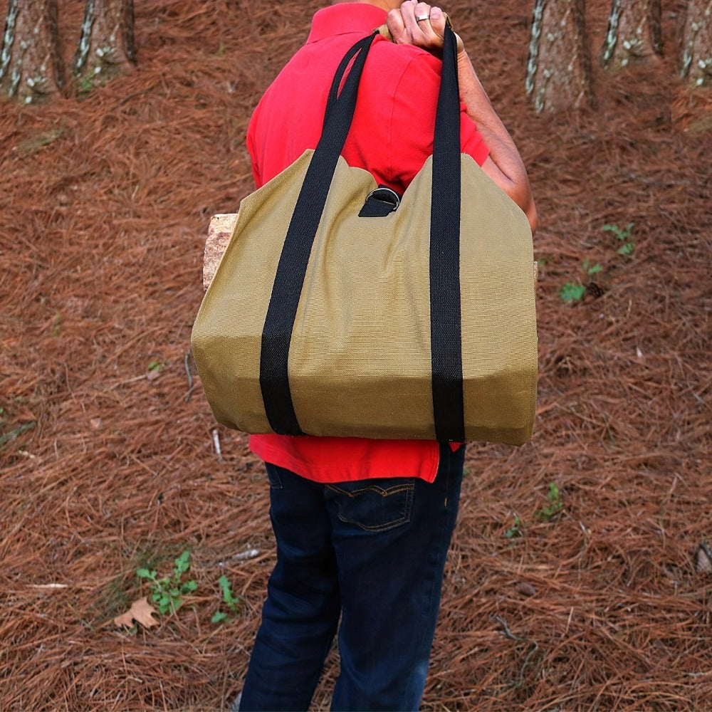 Heavy-Duty Firewood Carrier Bag – Durable PVC Tote for Fireplace, Camping & Wood Transport