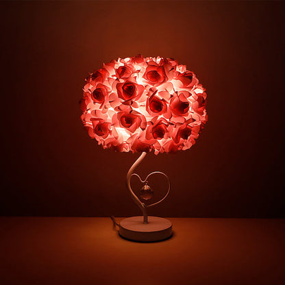 Pastoral Style Pink Table Lamp – Heart-Shaped Crystal Night Light for Bedrooms, Romantic Decorative Lighting and Perfect Gift for Girls, Teen Rooms, and Cozy Spaces