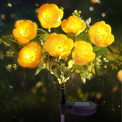 Solar Camellia Garden Lights – 7-Head Outdoor Decorative Lawn Lamps, Waterproof Solar Flower Lights