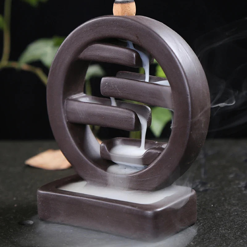 Feng Shui Zisha Backflow Incense Burner – Ceramic Aromatherapy Holder for Relaxation, Meditation, and Peaceful Home Ambience