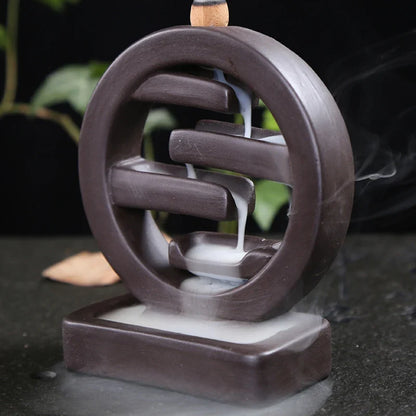 Feng Shui Zisha Backflow Incense Burner – Ceramic Aromatherapy Holder for Relaxation, Meditation, and Peaceful Home Ambience