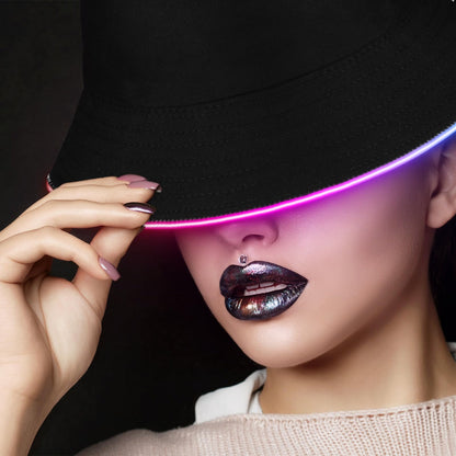 LED Light-Up Duo Bucket Hat Set – Unisex Black & Neon LED Caps for Night Events, Festivals, Concerts or Party Statement Wear