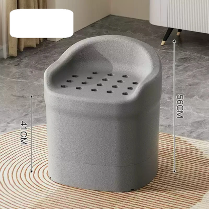Molded Foam Bath Stool – Wide Curved-Back Shower Seat, in Gray or Cream