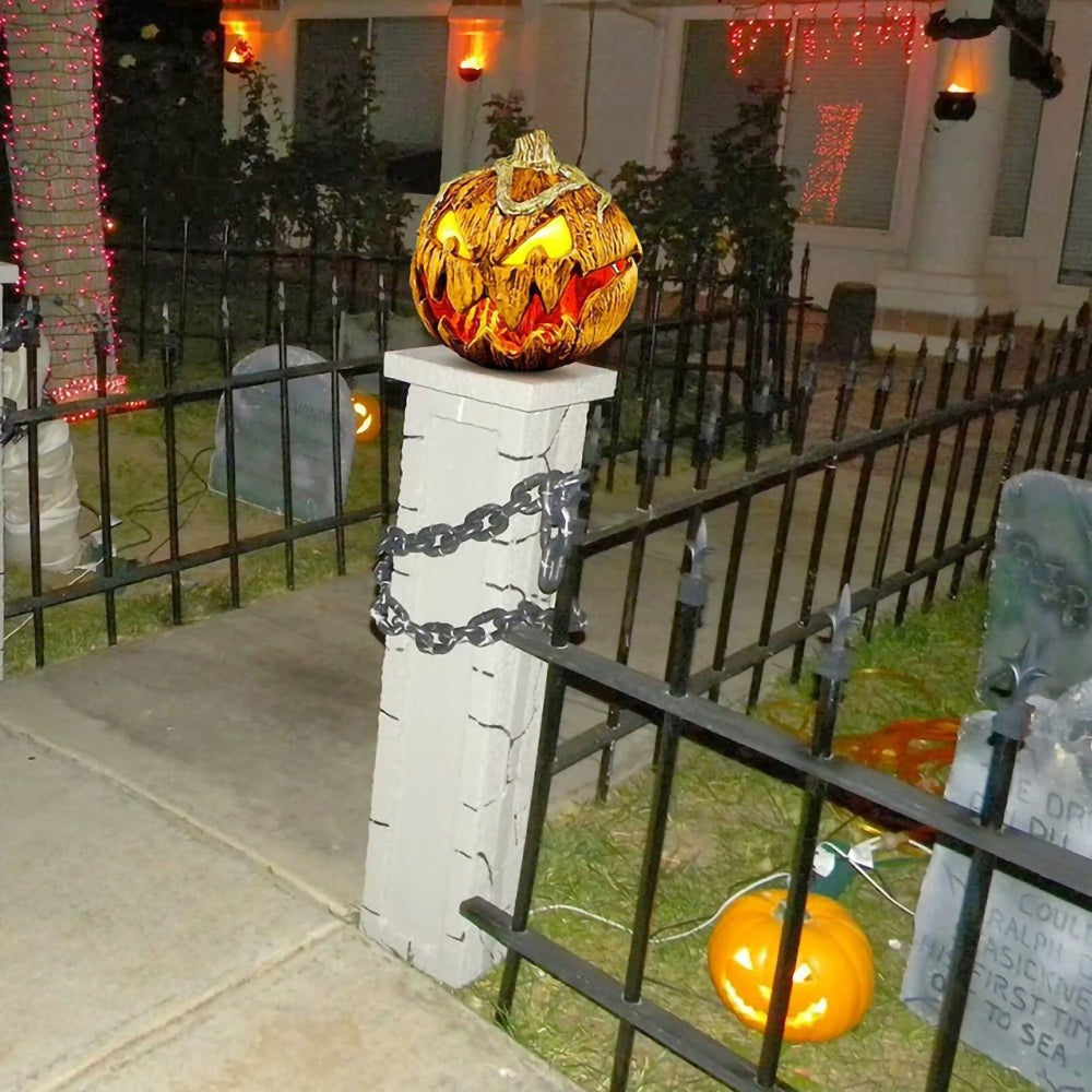 Halloween Talking Pumpkin Decoration – Sound-Activated Light-Up Pumpkin Head with Thrilling Effects for Haunted House Props and Party Cosplay Supplies