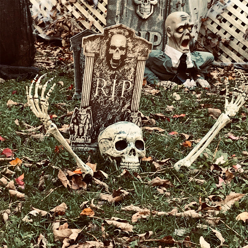 Halloween Skeleton Hand Props – Realistic Plastic Human Bone Decorations for Garden, Patio, Outdoor Lawn, and Haunted Party Displays