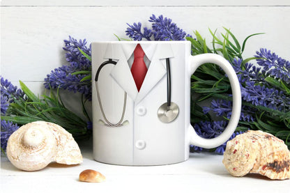 Personalized Khakee Doctor Theme Ceramic Coffee Mug – 325ml Humorous Gift for Doctors, Birthday Present with Medical Design & Durable Print