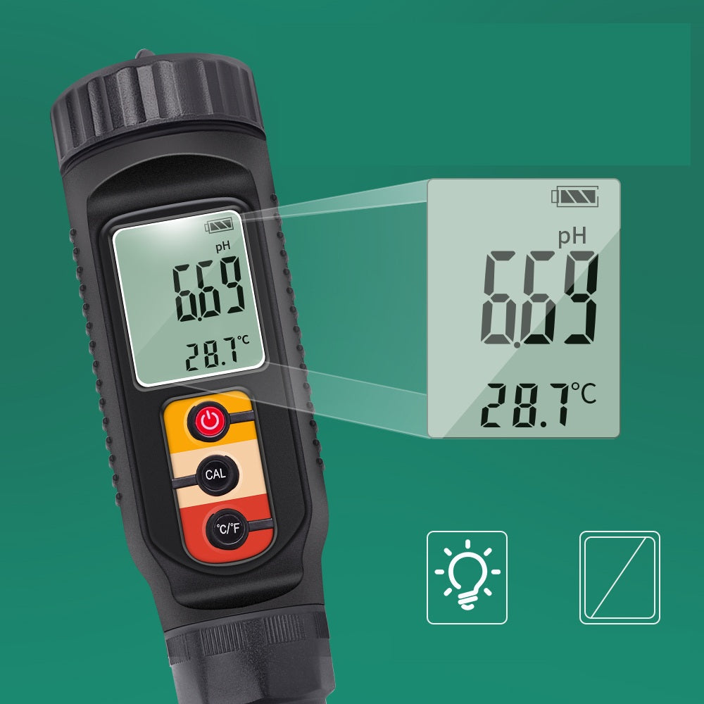 Digital pH Meter with LCD Backlight – 2-in-1 High Precision pH & Temperature Tester for Food Processing