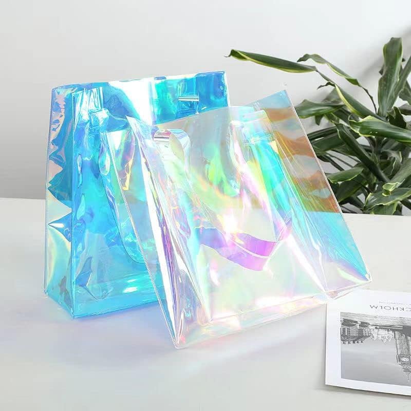 Iridescent Laser Jelly Tote Bag – Customizable Transparent Waterproof Tote for Stylish Gifts & Everyday Elegance