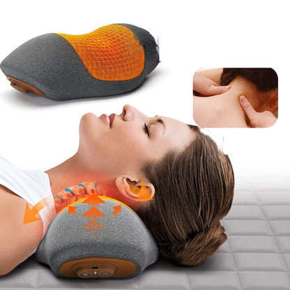 Electric Neck Massager Cervical Pillow – Hot Compress, Vibration Massage, and Spine Support for Pain Relief and Relaxation