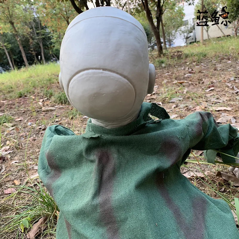 Screaming Crawling Ghost Decoration with LED Glowing Eyes – Voice Activated Halloween Prop for Yard, Garden, Porch, and Scary Parties