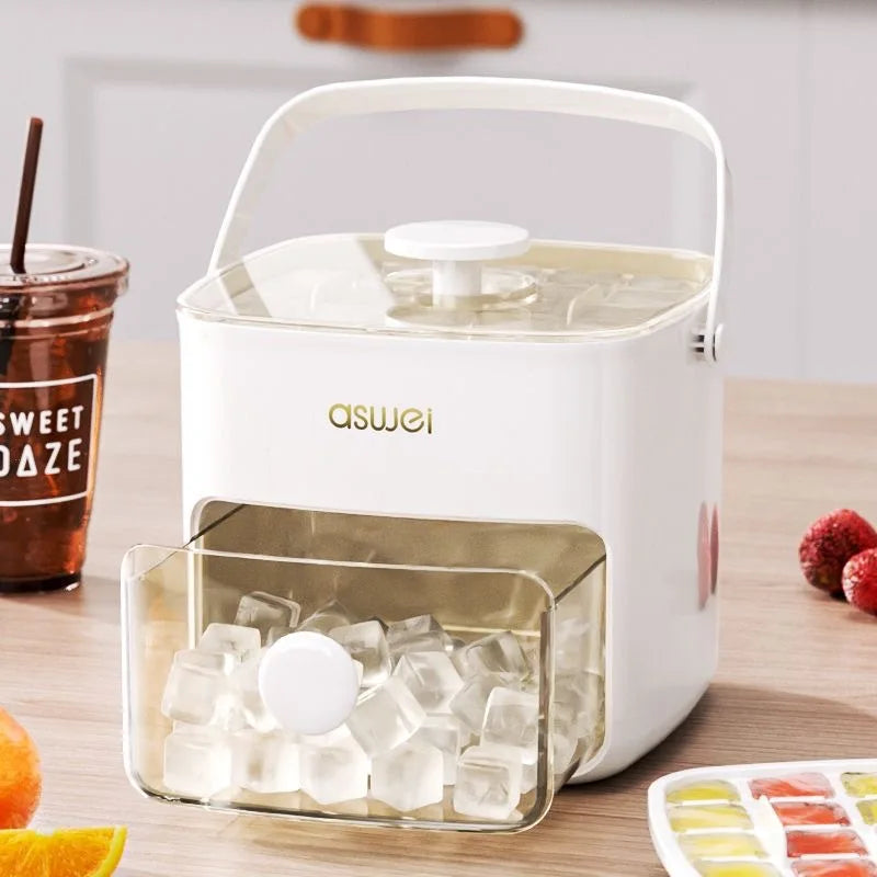 Large Capacity Ice Cube Maker Box – 48-Grid Food Grade Plastic with Ice Skimmer, Double-Layer Storage for Homemade Drinks