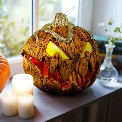 Halloween Talking Pumpkin Decoration – Sound-Activated Light-Up Pumpkin Head with Thrilling Effects for Haunted House Props and Party Cosplay Supplies