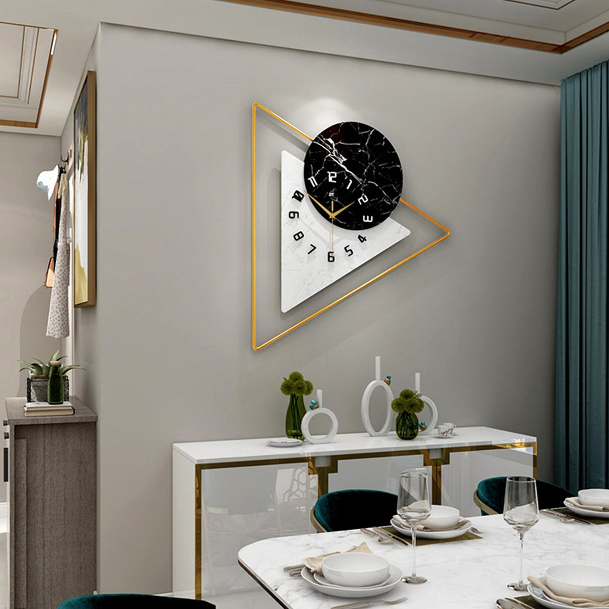 Nordic Style Geometric Wall Clock – Silent Quartz Movement Decorative Wall Accent for Homes, Restaurants & Offices