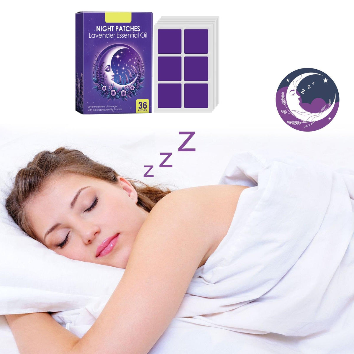 Lavender Night Patches – Relaxing Sleep Aid Stickers, Herbal Relief for Restless Nights, Calming Aromatherapy Patches