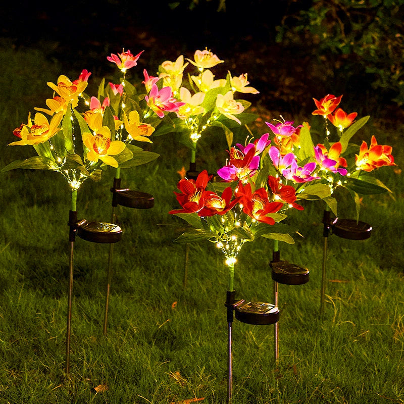 Solar Orchid Flower Lights – LED Outdoor Garden Stake Lights for Yard, Pathway & Landscape Décor