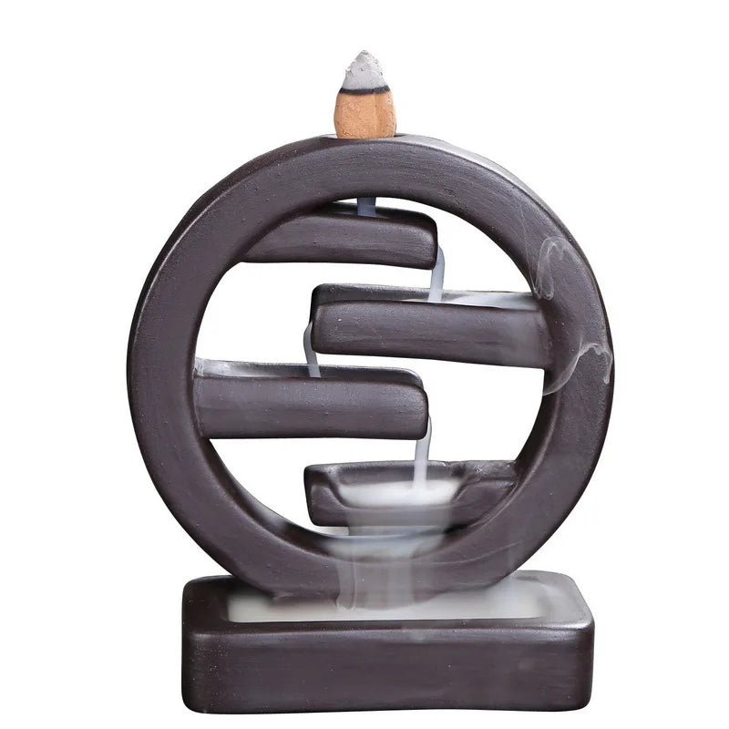 Feng Shui Zisha Backflow Incense Burner – Ceramic Aromatherapy Holder for Relaxation, Meditation, and Peaceful Home Ambience