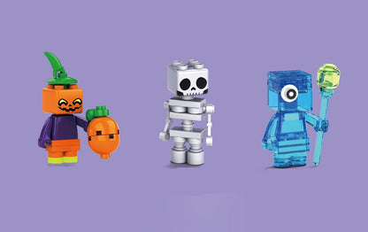 Halloween Puzzle Building Blocks – Luminous Pumpkin, Skull, and Elf Assembly Toy Set for Kids Educational Creative Holiday Fun