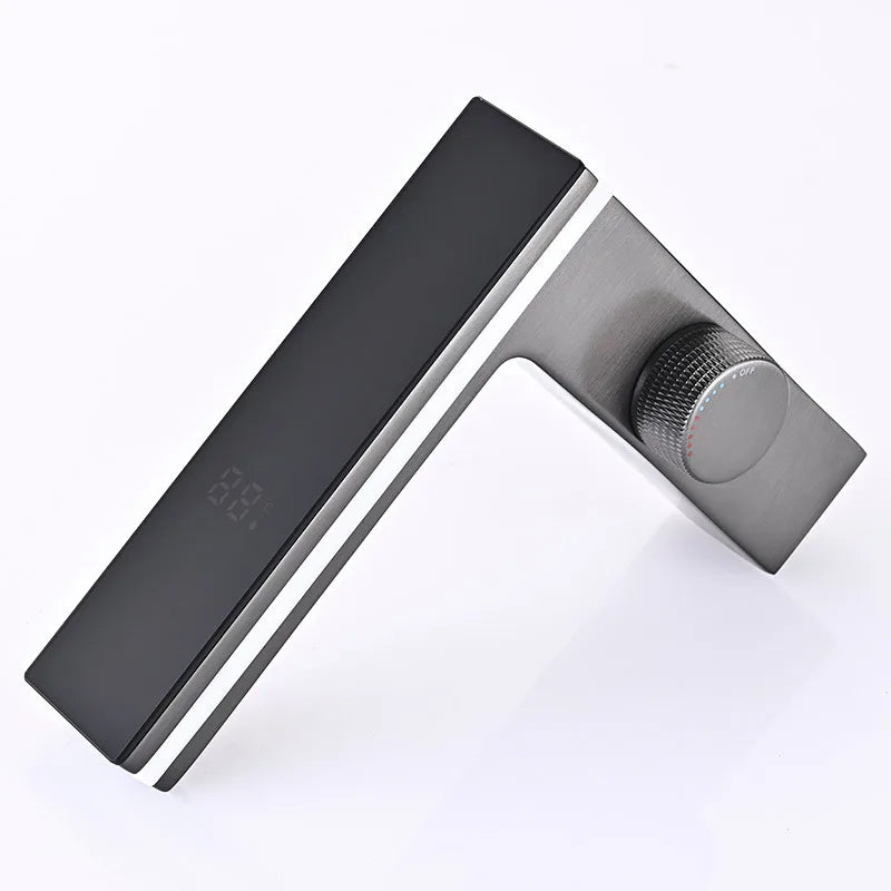 LED Smart Brass Basin Faucet – Deck-Mounted Hot & Cold Water Tap with Digital Display for Modern Bathrooms
