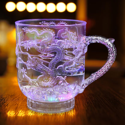 LED Color-Changing Luminous Dragon Mug – Water-Activated Light-Up Cup for Beer, Tea, Whisky, and Party Magic