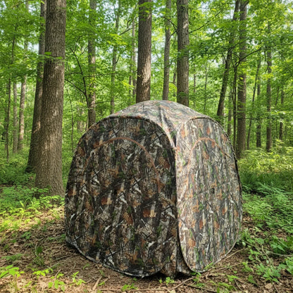 Camouflage Hunting Blind Tent – 270° View Pop-Up Ground Tent Good for 3 Persons with Silent Windows, Carry Bag & Stakes
