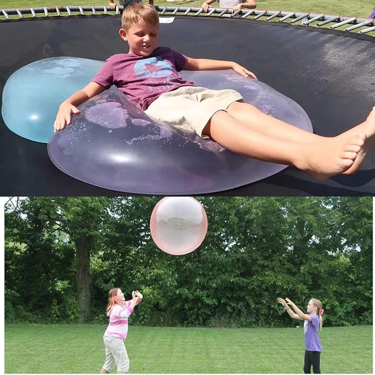 Large Water-Filled Bouncy Ball - Transparent 130x40cm Outdoor Toy for Kids - Birthday Fun, Splash Play & Non-Leak Design