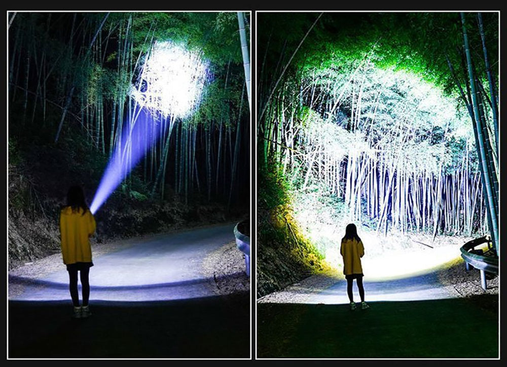 Tactical LED Flashlight – 1000W Built-in Battery Emergency Spotlight, 15000mAh Power with 9km Long-Range Beam