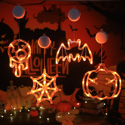 Halloween LED Hanging Lights – Battery-Powered Spooky Bat and Ghost Eye Ornaments for Festive Room, Living Room, and Party Decorations
