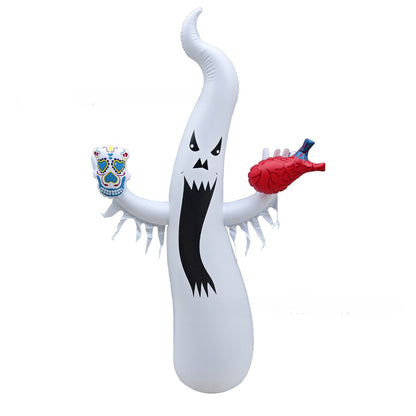 Halloween Inflatable Ghost with Remote – Luminous Flashing LED Horror Decoration for Outdoor Courtyard Haunted Houses and Spooky Party Props