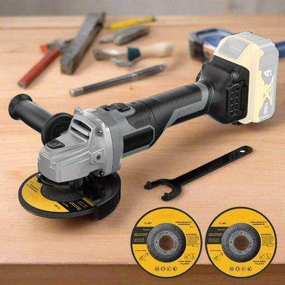 Compact Brushless Angle Grinder – 20V 4.5'' Power Tool, Soft Start, Dewalt Compatible, 9000RPM, Tool-Free Guard, Battery Operated