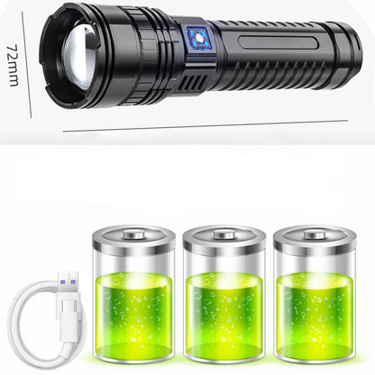 Tactical LED Flashlight – 1000W Built-in Battery Emergency Spotlight, 15000mAh Power with 9km Long-Range Beam