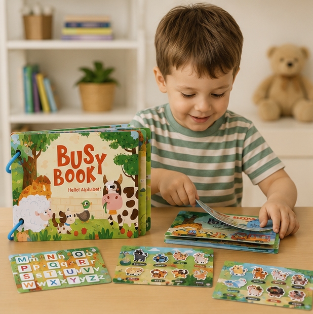 Montessori Quiet Busy Book - Early Learning Activity Binder for Toddlers with Matching Games and Skill Building