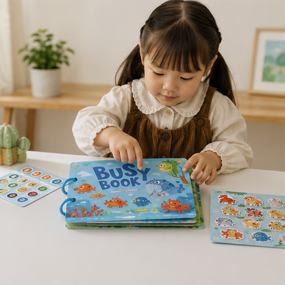 Montessori Quiet Busy Book - Early Learning Activity Binder for Toddlers with Matching Games and Skill Building
