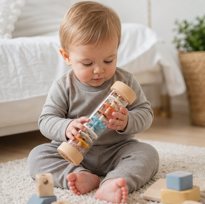 Montessori Rain Stick Toy - Rainbow Music Rattle for Sensory Development, Early Learning and Interactive Play