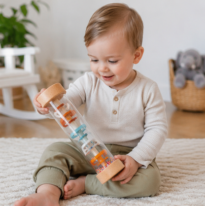 Montessori Rain Stick Toy - Rainbow Music Rattle for Sensory Development, Early Learning and Interactive Play