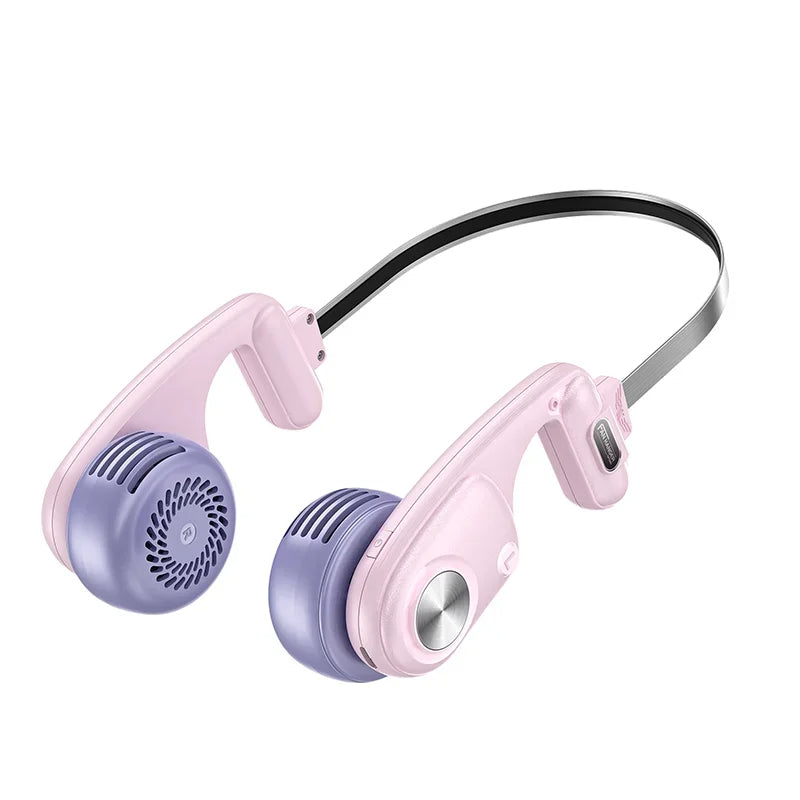 Wearable 360° Rotatable Neck Fan – New Style Bladeless Portable Air Conditioner with 5 Cooling Gears, Lightweight Hanging Design for Summer Travel, Office, and Outdoors