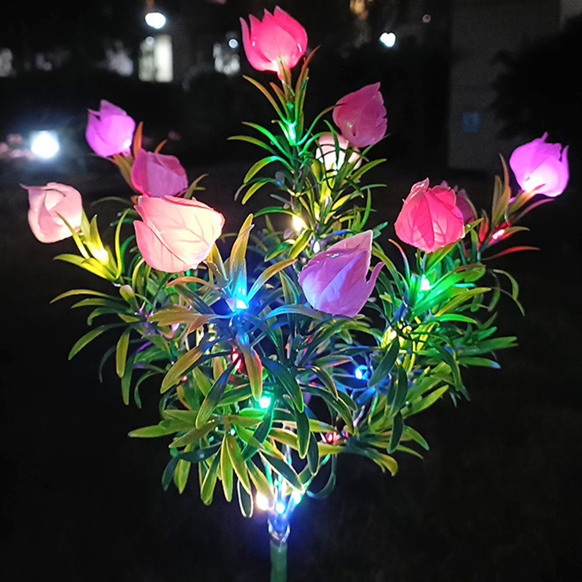 Solar LED Gardenia Flower Lights – IP65 Waterproof Outdoor Yard & Pathway Ambience Lamps