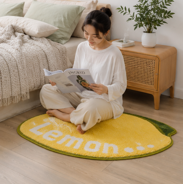 Passion Fruit Shaped Rug - Non-Slip Cartoon Bath Mat for Bathrooms, Kitchens, Bedrooms and Fun Home Decor
