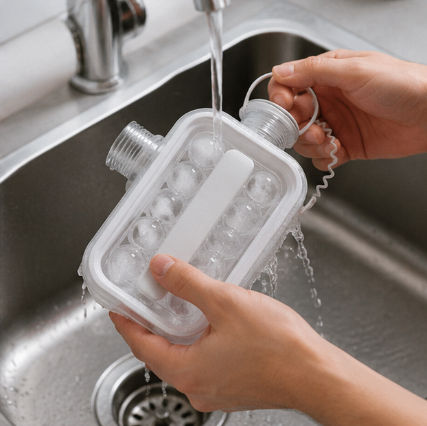Portable Ice Puck Maker - Large Round Ice Mold for Whiskey, Coffee, Juice and Refreshing Summer Drinks