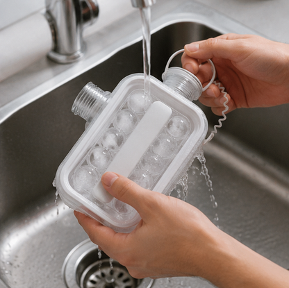 Portable Ice Puck Maker - Large Round Ice Mold for Whiskey, Coffee, Juice and Refreshing Summer Drinks
