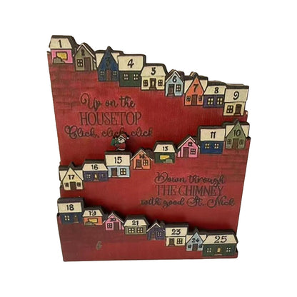 Wooden Christmas Advent Calendar House - 25-Day Countdown Display with Drawers, Festive Holiday Gift Organizer for Home & New Year Decor